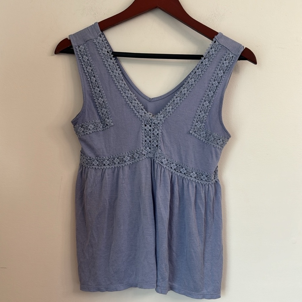 Mudd Y2K Blue Sleeveless Lace Trim Top Sz S - Picture 2 of 7